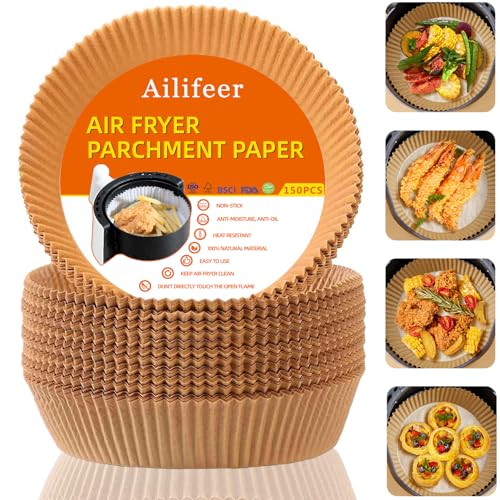 150PCS 6.3inch Small Air Fryer Liners Disposable Round Liner for Air Fryer 2Qt to 5Qt (150 Count)