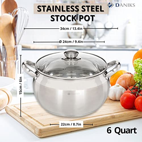 Classic 6.5 Quart Stainless Steel Stock Pot with Glass Lid