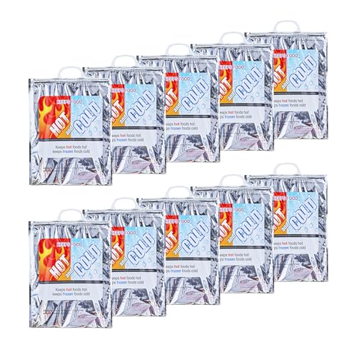 Hot and Cold Insulated Bags for Food Delivery (10 Count)