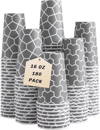 16 oz Paper Cups 180 Pack (180 Count)