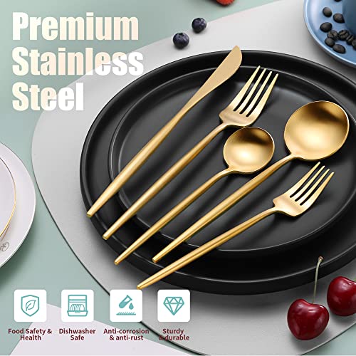 Matte Gold Silverware Set for 6 (30 Count)