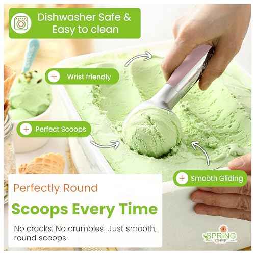 Heavy Duty Metal Ice Cream Scoop with Soft Grip Handle
