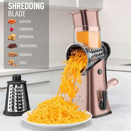 Rotary Cheese Grater Manual Hand Crank 5 Blade Shredder