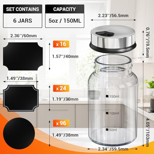 Spice Jars with Labels (6 Count)