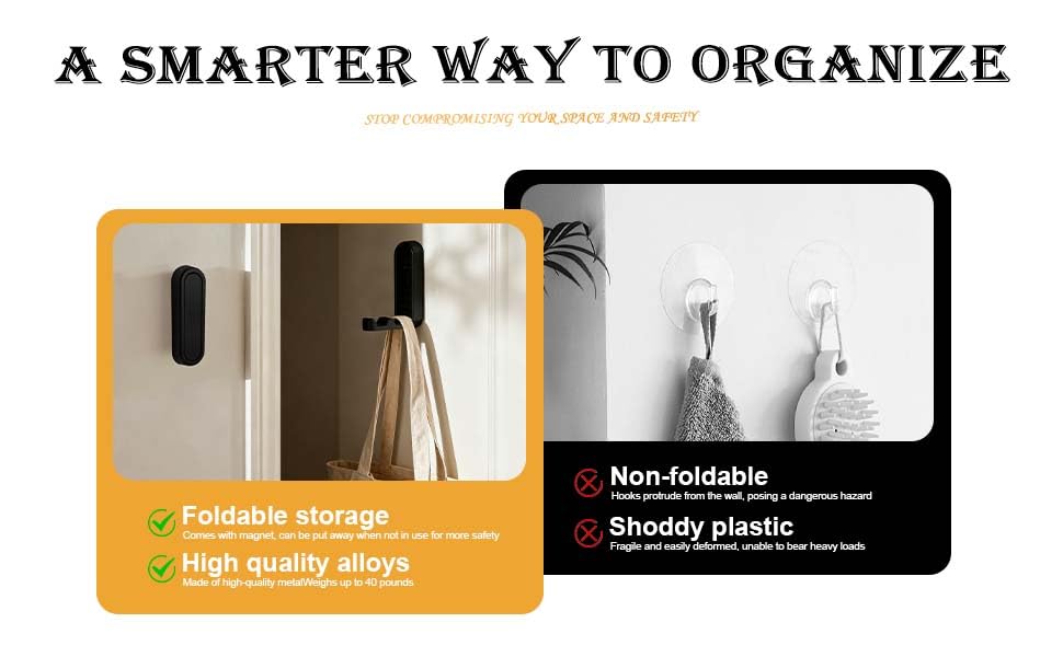 Heavy Duty Folding Wall Hooks 2 Pack