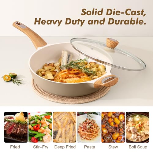 Ceramic Nonstick Frying Pan Skillet with Lid