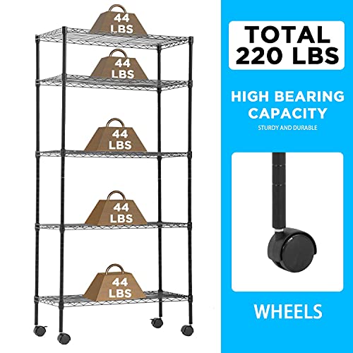 5 Tier Wire Shelf with Wheels