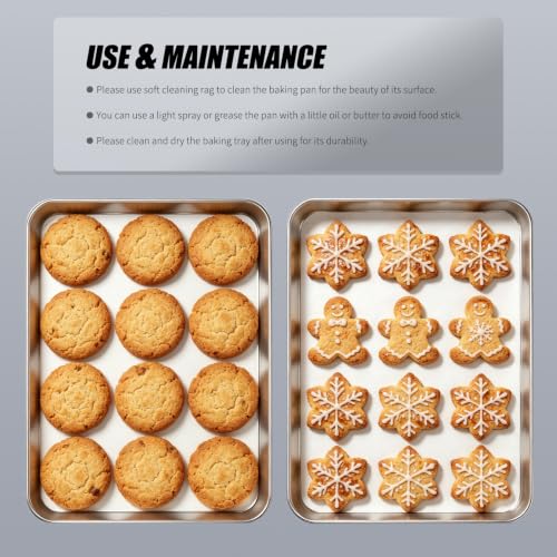 Commercial Grade Heavy Duty Baking Sheets Set of 2