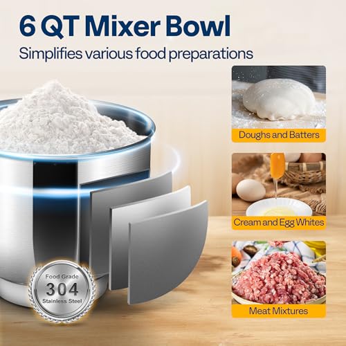 3-in-1 Stand Mixer, 6-Quart Tilt-Head Mixer, 10 Speeds, Red
