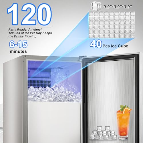 120LB Day Commercial Under Counter Ice Maker Machine with Auto