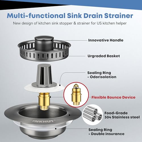 Upgraded 3 in 1 Kitchen Sink Drain Strainer