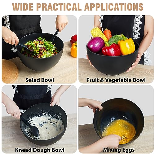 12.6" Extra Large Salad Serving Bowl Set with Wooden Lid&Utensils