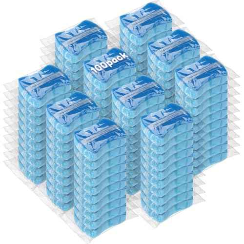 100 Pcs Individually Wrapped Sponges Uncompressed Blue (100 Count)