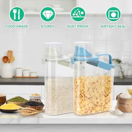 2 Pack Rice Container Cereal Storage Container 3.2 Quarts (2 Count)
