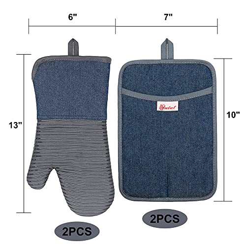 Oven Mitts Pot Holders Set of 4 Made with Pure Cotton and Food Grade Non (4 Count)