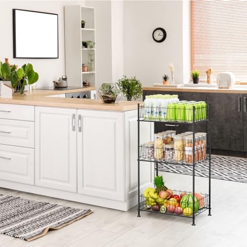Water Bottle Organizer 3 Tier Water Bottle Holder Storage Rack Metal Drink Beverage Soda Can Organizer Shelf Stand for Floor Pantry Kitchen Classroom Food Storage