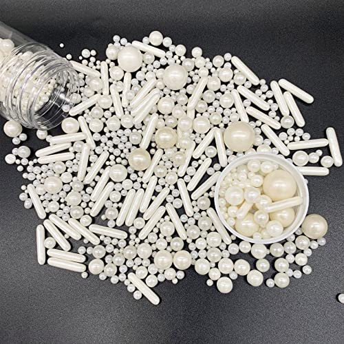 Sprinkles White Pearl Sugar Candy Mix Size Baking Cake Decorations Cupcake Toppers Cookie Decorating Ice Cream Celebrations Shaker Jar Wedding Shower Party (4.58 Ounce)
