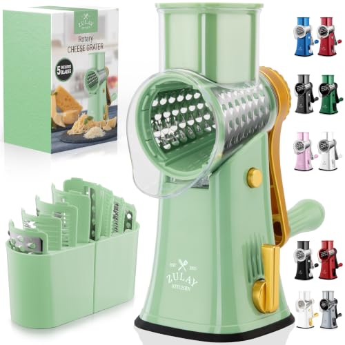 Rotary Cheese Grater Manual Hand Crank 5 Blade Shredder