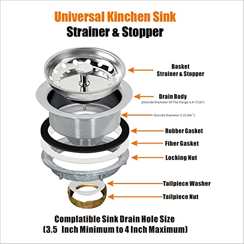 2 Pack Kitchen Sink Basket Strainer and Stopper (2 Count)
