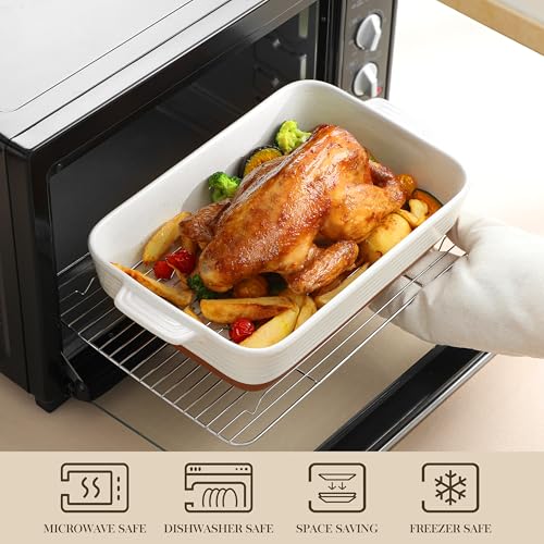 Large 9x13 Ceramic Baking Dish with Rack