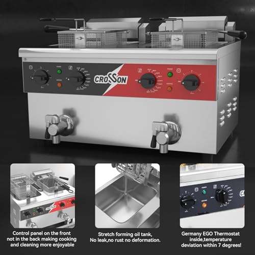 16L Dual Tank Countertop Electric Deep Fryer with "Swing