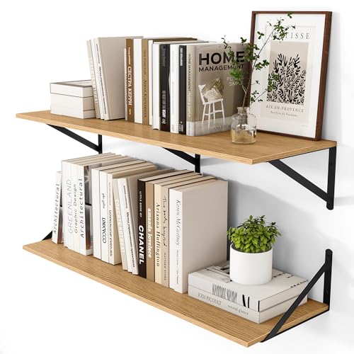 36W x 12D Deep Floating Shelves Set of 2 Oak (2 Count)