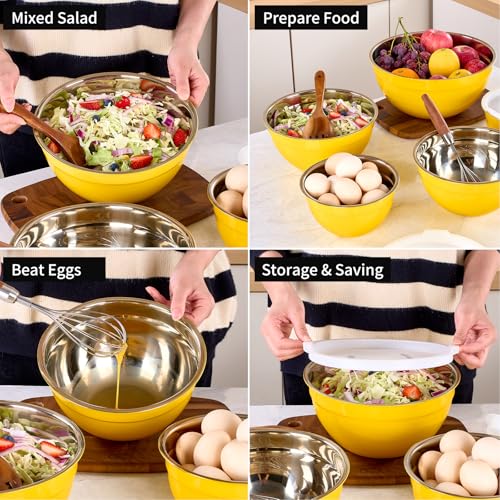 Yellow Mixing Bowls with Lids Set of 7