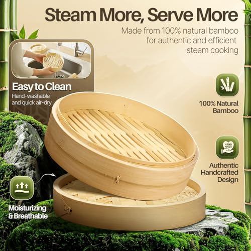 Bamboo Steamer Basket Set