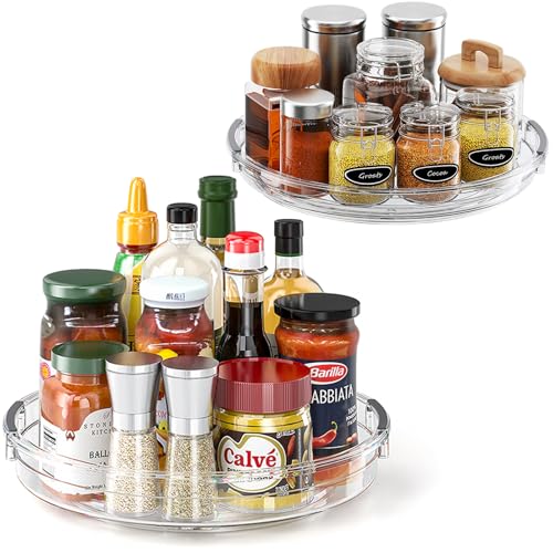 2 Pack Clear Lazy Susan Turntable Organizer for Cabinet (2 Count)