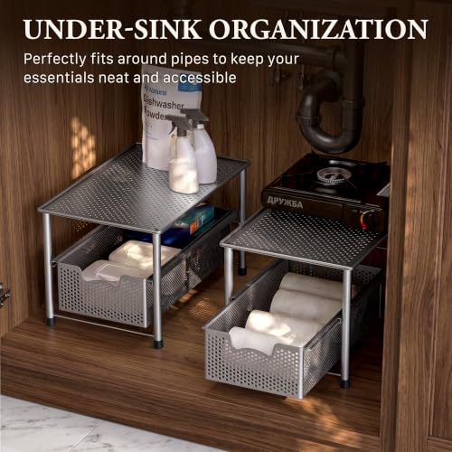 Stackable Under Sink Sliding Basket Drawer