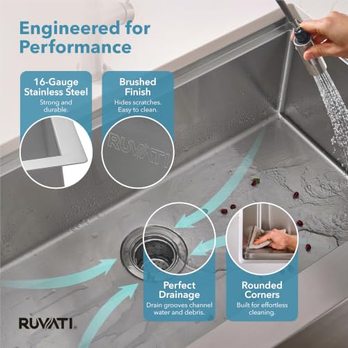 33-in 16-Gauge Apron-Front Farmhouse Workstation Sink - RVH9200