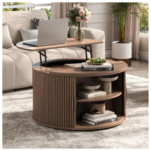 Round Lift Top Coffee Table with Storage