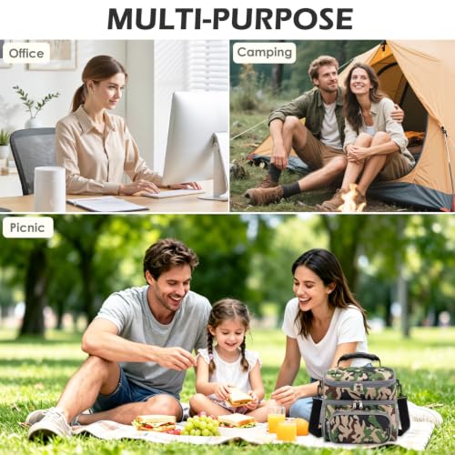 Double Layer Cooler Insulated Lunch Bag Adult Lunch Box Large Tote Bag for Men