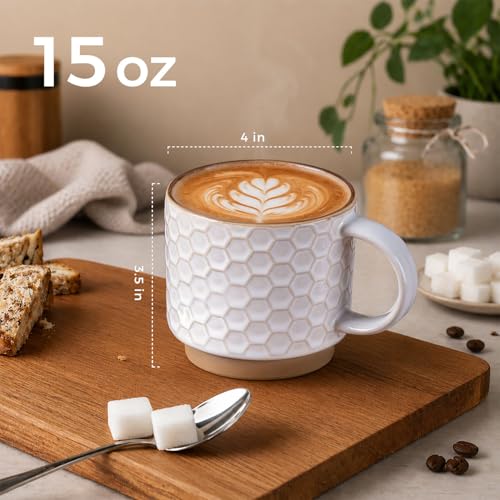 15 OZ Stackable Coffee Mugs Set of 4 (4 Count)