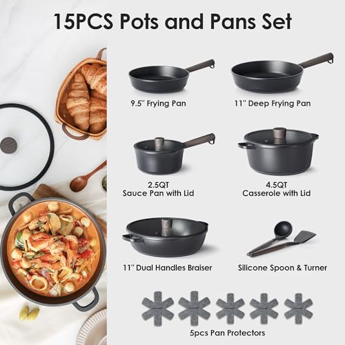 15Pcs Nonstick Cookware Set