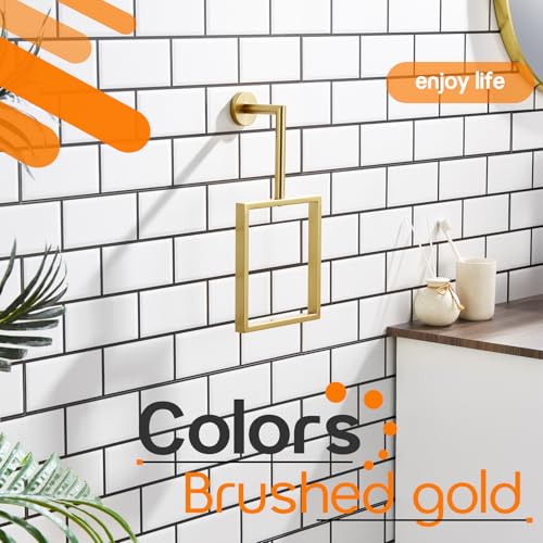 Towel Rings for Bathroom Wall Mounted Vertical Towel Rack Brushed Gold Stainless Steel Contemporary Hand Towels Holder Hanger