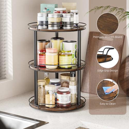 12'' Wood Lazy Susan Turntable Organizer for Cabinet