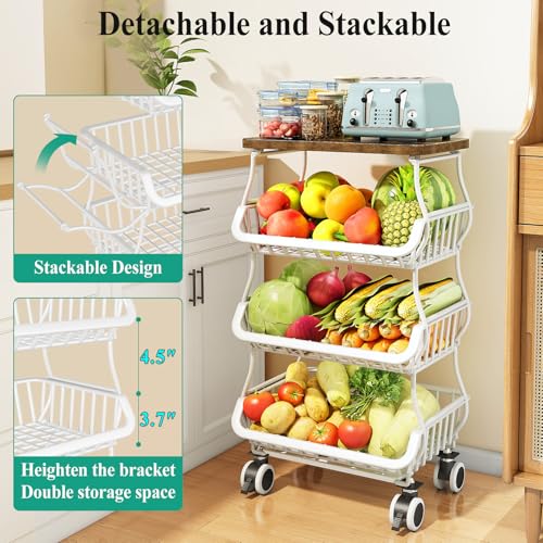 4 Tier Fruit and Vegetable Basket Stand for Kitchen