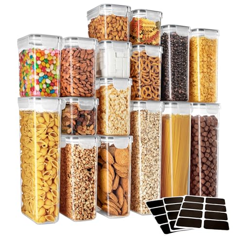 16 Pack Airtight Food Storage Container Set for Pantry Organization (16 Count)
