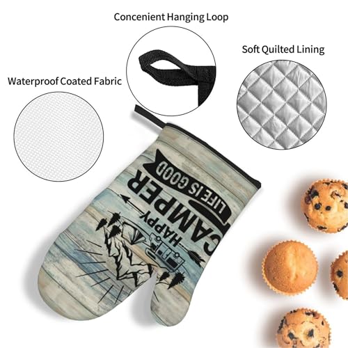 Happy Camper Oven Mitts and Pot Holders Sets of 4