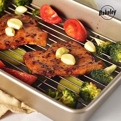 13 Inch Baking Pan With Rack Carbon Steel Nonstick Tray for Oven Roasting
