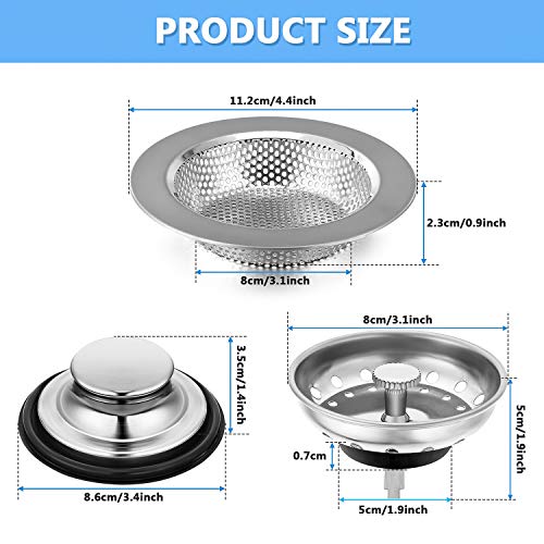 3 Pcs Sink Plug Stopper Disposal Drain Strainer (3 Count)