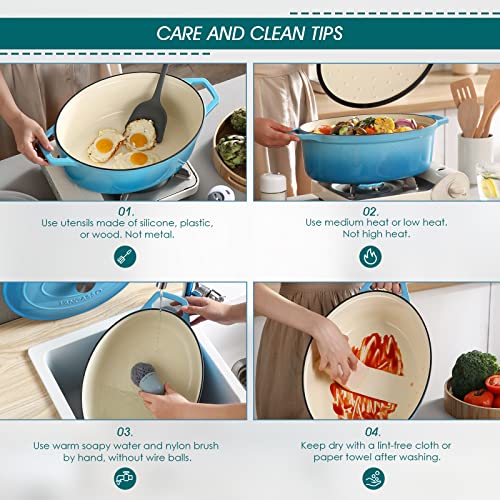 9.3 Qt Oval Enameled Cast Iron Dutch Oven with Lid