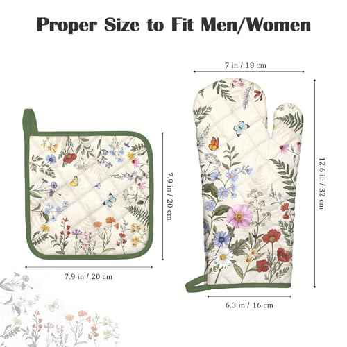 Wildflower Oven Mitts and Pot Holders Set (2 Count)