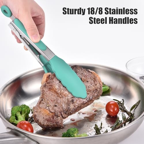 Kitchen Tongs with Silicone Tips for Cooking Serving