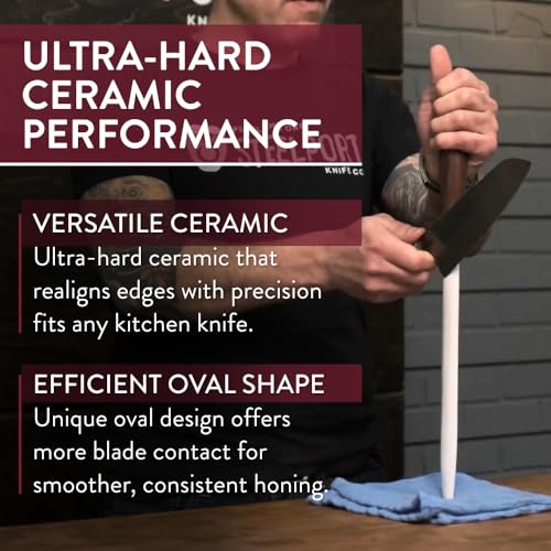 12" Oval Ceramic Honing Rod for Carbon & Stainless Steel Knives