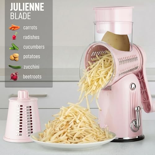 Rotary Cheese Grater Manual Hand Crank 5 Blade Shredder
