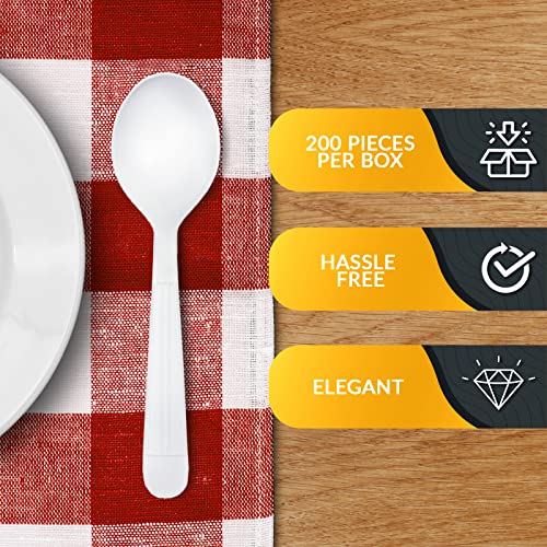 Heavy Weight Disposable Plastic Soup Spoons (200 Count)