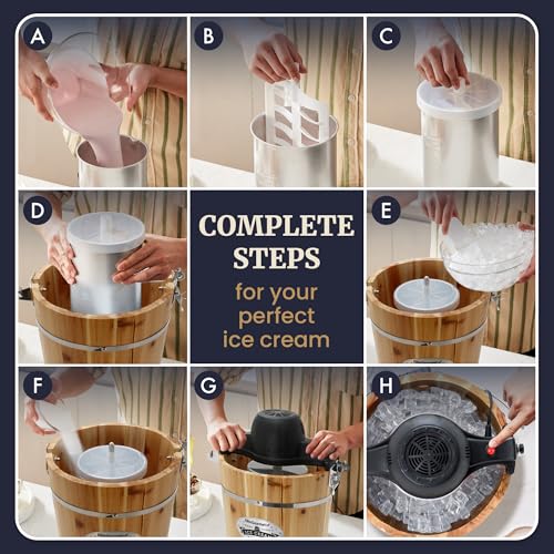 EIM916X 6Qt Old Fashioned Wood Bucket Ice Cream Maker