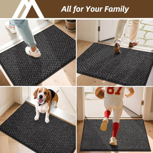 Dirt Trapper Door Mat 32"x48" Non Slip Washable Black